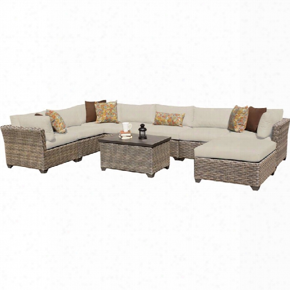 Tkc Monterey 9 Piece Patio Wicker Sectional Set