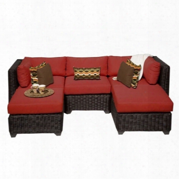 Tkc Venice 5 Piece Outdoor Wicker Sofa Set In Terracotta