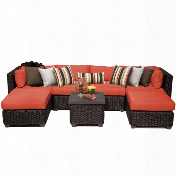 Tkc Venice 7 Piece Patio Wicker Sectional Set In Orange