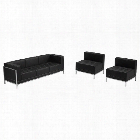 Flash Furniture Hercules Imagination 3-piece Reception Configuration In Black