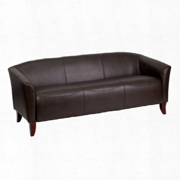 Flash Furniture Hercules Imperial Leather Sofa In Brown And Cherry