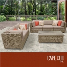 TKC Cape Cod 6 Piece Patio Wicker Sofa Set in Wheat