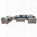 TKC Florence 11 Piece Patio Wicker Sofa Set in Navy