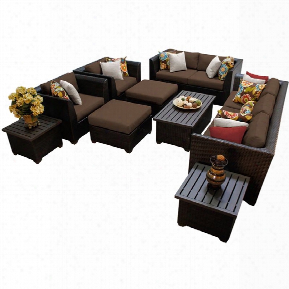 Tkc Barbados 12 Piece Patio Wicker Sofa Set In Dark Brown