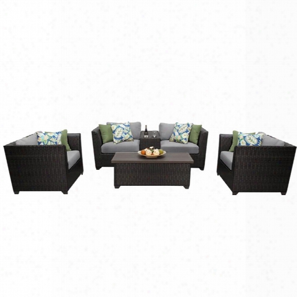 Tkc Barbados 6 Piece Patio Wicker Sofa Set In Gray