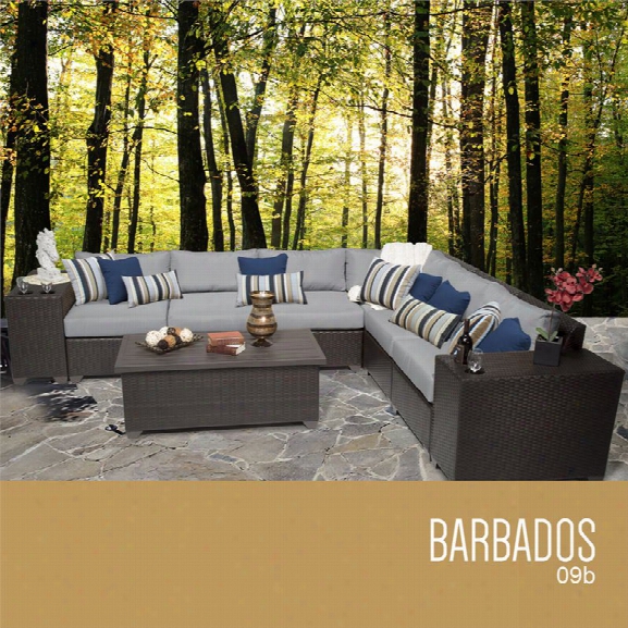 Tkc Barbados 9 Piece Patio Wicker Sectional Set In Gray