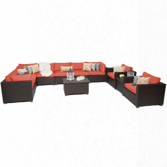 Tkc Belle 11 Piece Patio Wicker Sofa Set In Orange