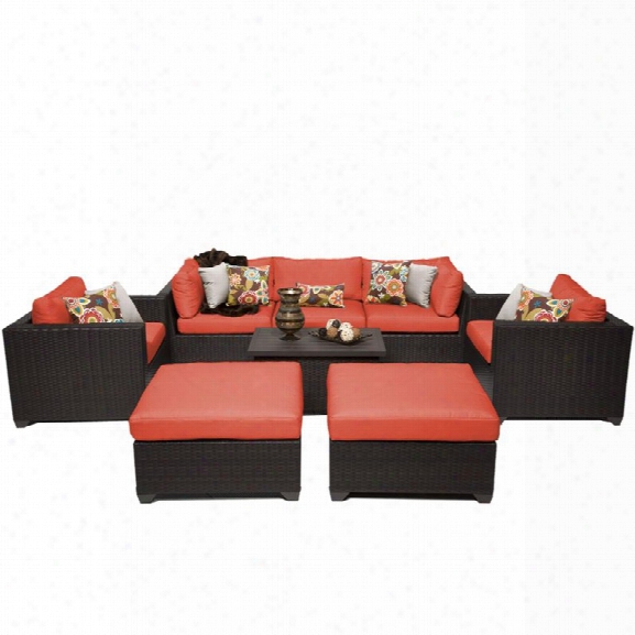 Tkc Belle 8 Piece Patio Wicker Sofa Set In Orange