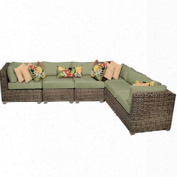 Tkc Cape Cod 6 Piece Outdoor Wicker Sofa Set In Cilantro