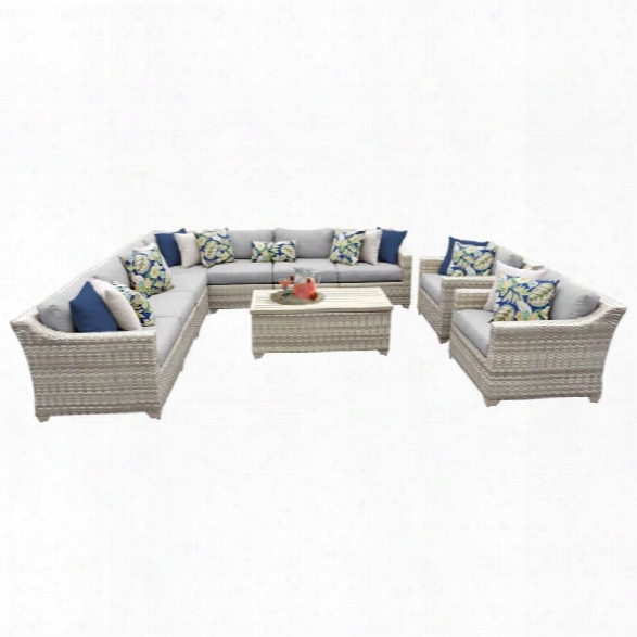 Tkc Fairmont 10 Piece Patio Wicker Sofa Set In Gray