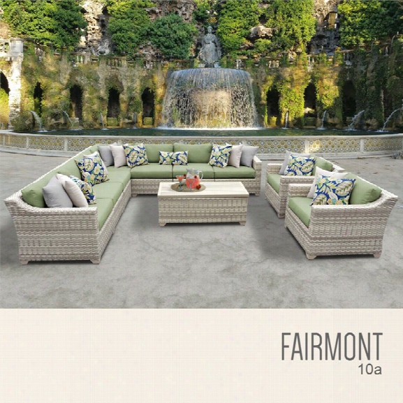 Tkc Fairmont 10 Piece Patio Wicker Sofa Set In Green