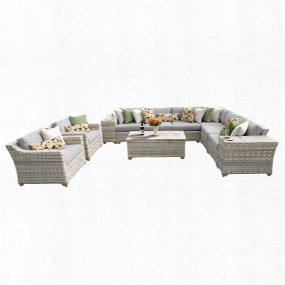 Tkc Fairmont 11 Piece Patio Wicker Sofa Set In Gray