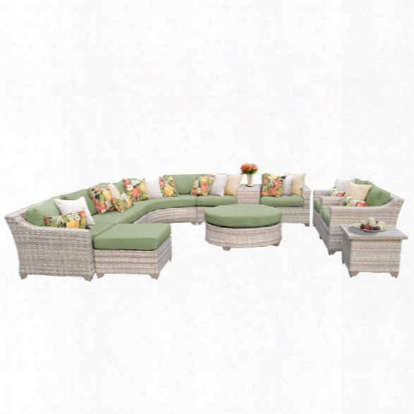 Tkc Fairmont 12 Piece Patio Wicker Sofa Set In Green