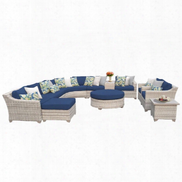 Tkc Fairmont 12 Piece Patio Wicker Sofa Set In Navy