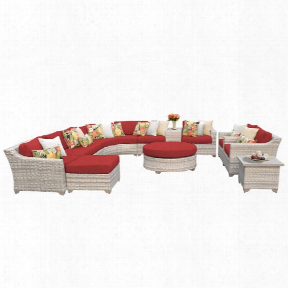 Tkc Fairmont 12 Piece Patio Wicker Sofa Set In Red