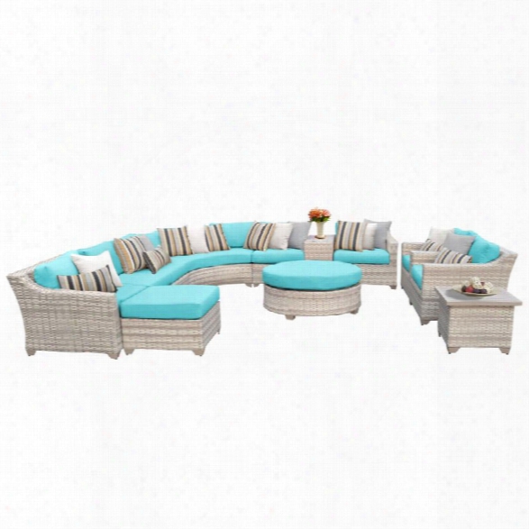 Tkc Fairmont 12 Piece Patio Wicker Sofa Set In Turquoise