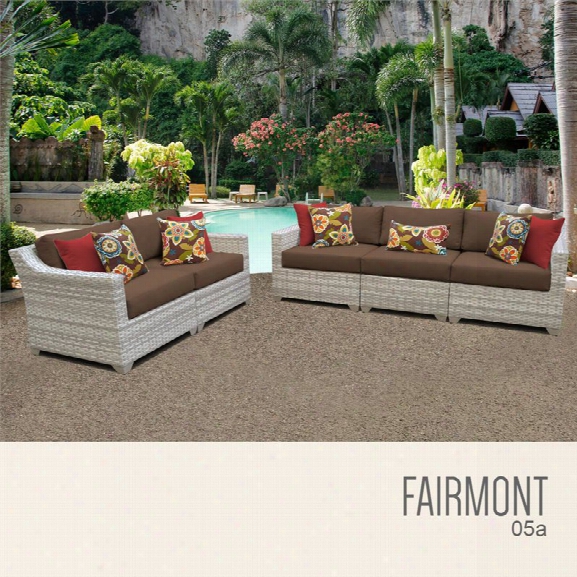 Tkc Fairmont 5 Piece Patio Wicker Sofa Set In Brown