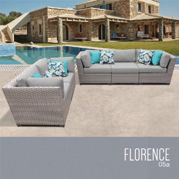 Tkc Florence 5 Piece Patio Wicker Sofa Set In Gray