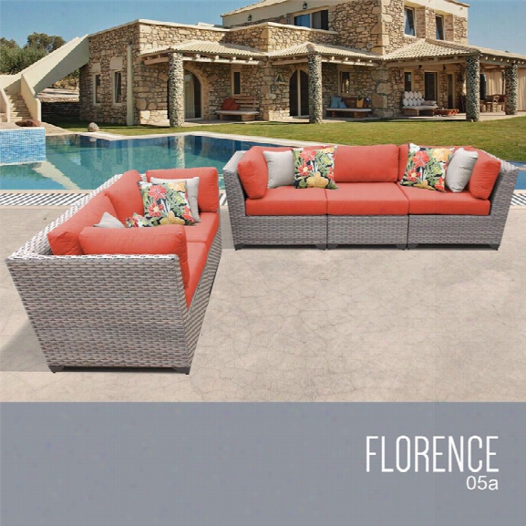 Tkc Florence 5 Piece Patio Wicker Sofa Set In Orange