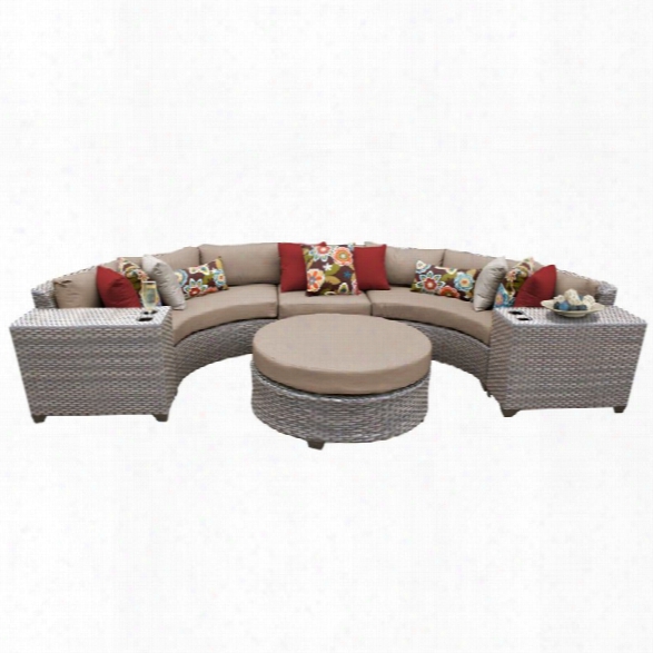 Tkc Florence 6 Piece Patio Wicker Sectional Set In Wheat