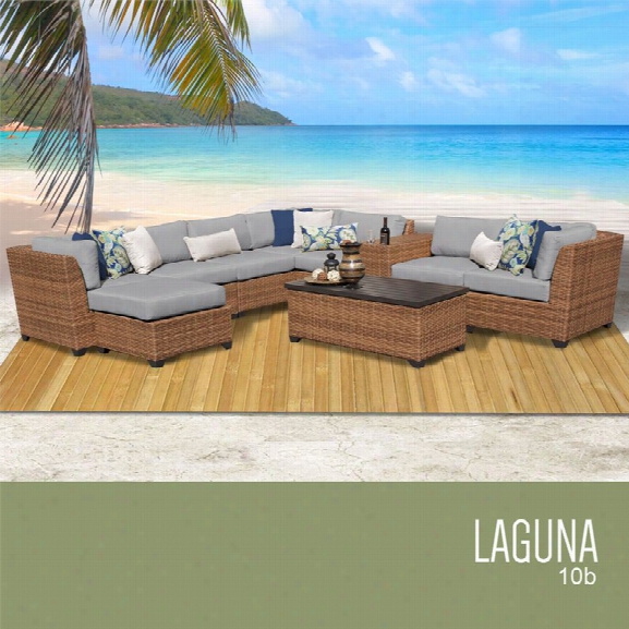 Tkc Laguna 10 Piece Patio Wicker Sectional Set In Gray