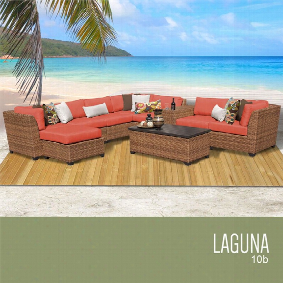 Tkc Laguna 10 Piece Patio Wicker Sectional Set In Orange