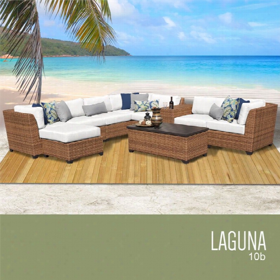 Tkc Laguna 10 Piece Patio Wicker Sectional Set In White