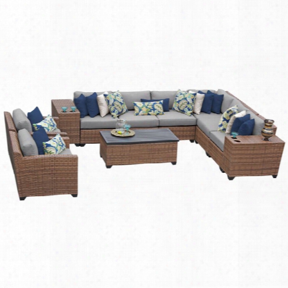 Tkc Laguna 11 Piece Patio Wicker Sofa Set In Gray