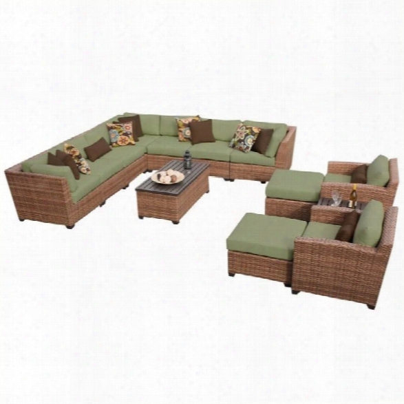 Tkc Laguna 13 Piece Outdoor Wicker Sofa Set In Cilantro