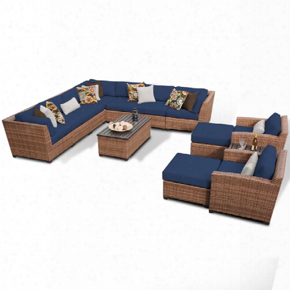 Tkc Laguna 13 Piece Patio Wicker Sofa Set In Navy