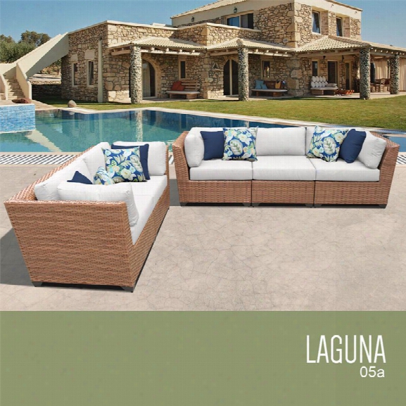 Tkc Laguna 5 Piece Patio Wicker Sofa Set In White