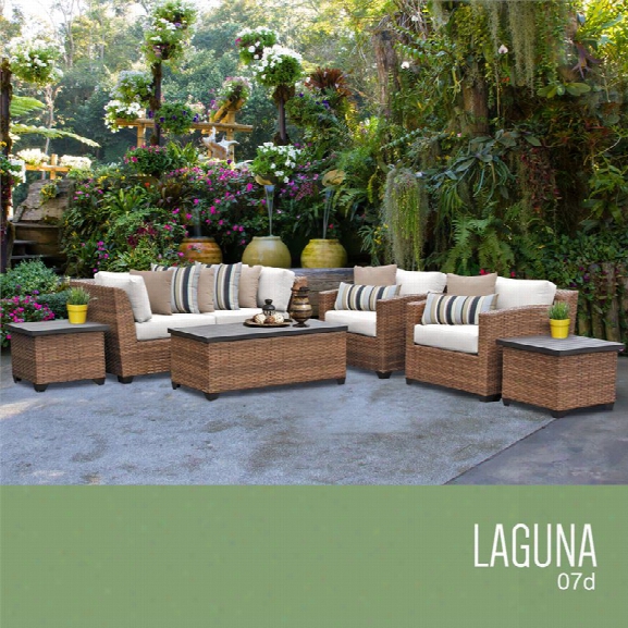 Tkc Laguna 7 Piece Patio Wicker Sofa Set In White