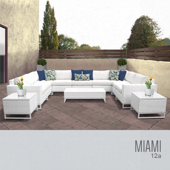 Tkc Miami 12 Piece Patio Wicker Sofa Set In White