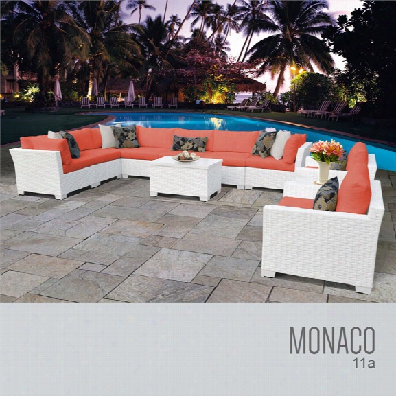 Tkc Monaco 11 Piece Patio Wicker Sofa Set In Orange