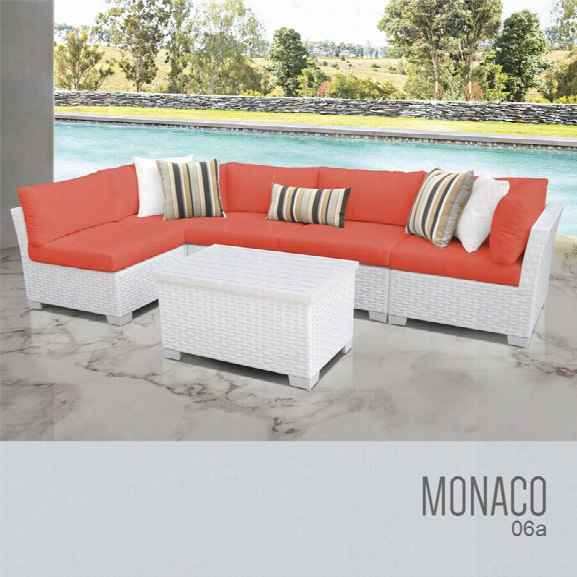 Tkc Monaco 6 Piece Patio Wicker Sectional Set In Orange