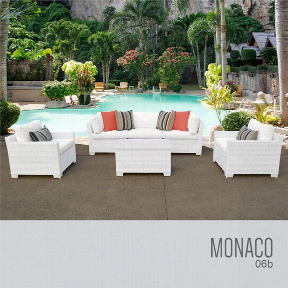 Tkc Monaco 6 Piece Patio Wicker Sofa Set In White