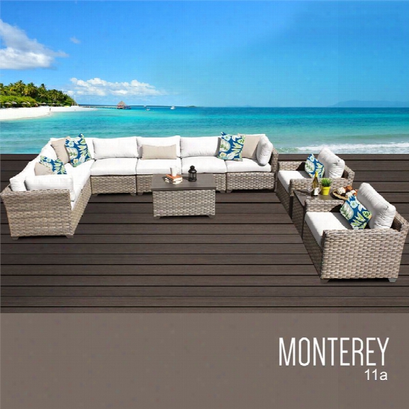 Tkc Monterey 11 Piece Patio Wicker Sofa Set In White