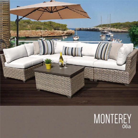 Tkc Monterey 6 Piece Patio Wicker Sectional Set In White