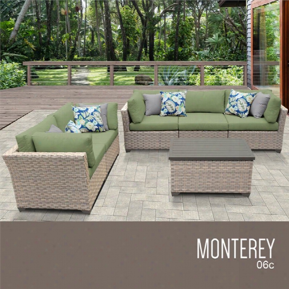 Tkc Monterey 6 Piece Patio Wicker Sofa Set In Green