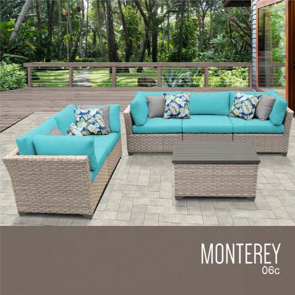 Tkc Monterey 6 Piece Patio Wicker Sofa Set In Turquoise