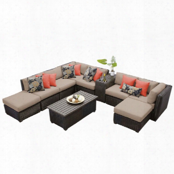 Tkc Venice 10 Piece Patio Wicker Sectional Set