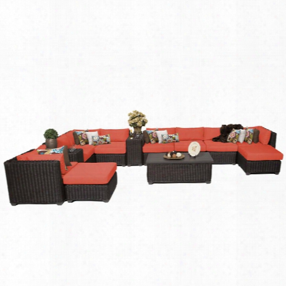 Tkc Venice 13 Piece Patio Wicker Sectional Set In Orange