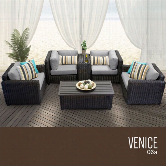 Tkc Venice 6 Piece Patio Wicker Sofa Set In Gray