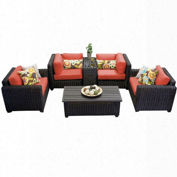 Tkc Venice 6 Piece Patio Wicker Sofa Set In Orange