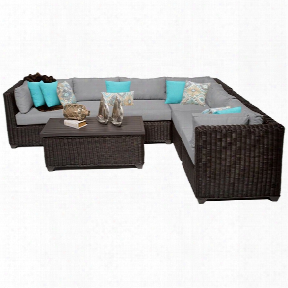 Tkc Venice 7 Piece Patio Wicker Sofa Set In Gray