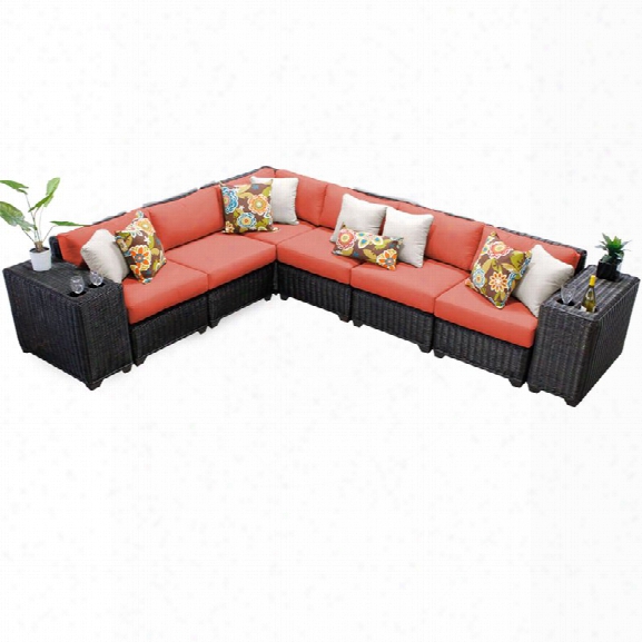 Tkc Venice 8 Piece Patio Wicker Sectional Set In Orange