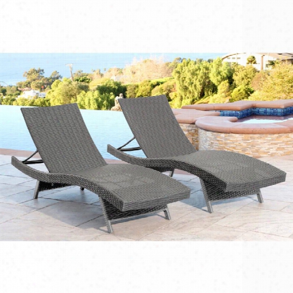 Abbyson Living Elliott Outdoor Wicker Chaise In Gray (set Of 2)