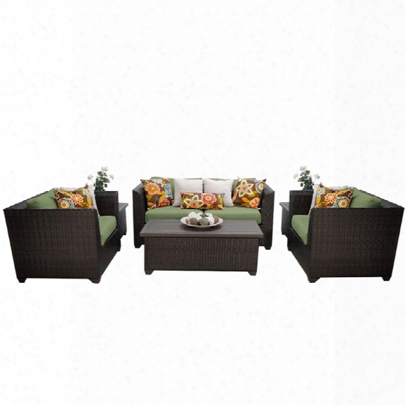 Tkc Barbados 7 Piece Patio Wicker Sofa Set In Green