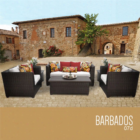 Tkc Barbados 7 Piece Patio Wicker Sofa Set In White