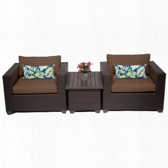 Tkc Belle 3 Piece Outdoor Wicker Sofa Set In Cocoa